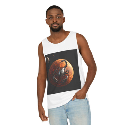Unisex Garment-Dyed, Tank Top, Scorpio Design, Planet Symbol, 100% US cotton