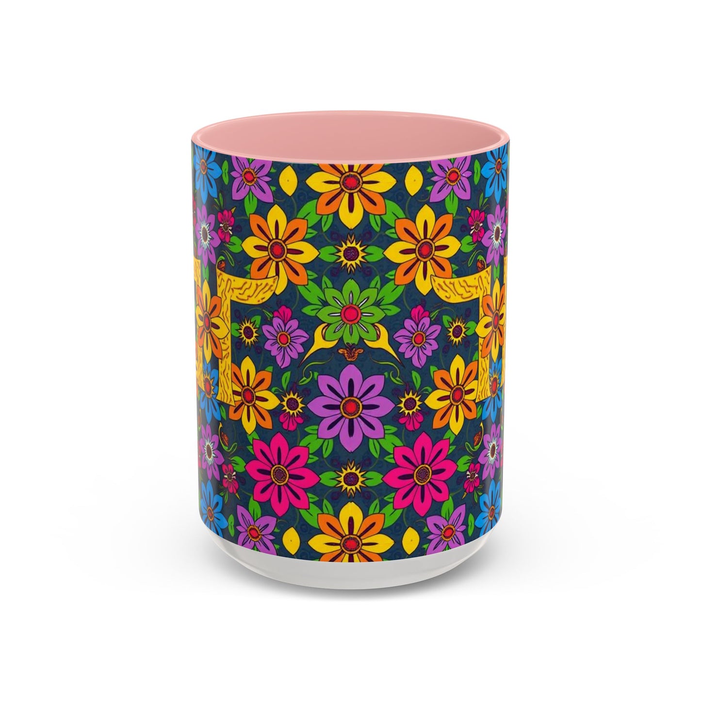 Accent Coffee Mug, Gemini, Zodiac v3, Flower Pattern, (11, 15oz)