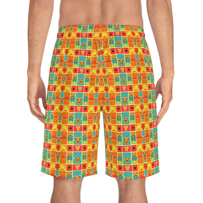 Men's Board Shorts, (AOP), Leo, Zodiac v1, Shape Pattern