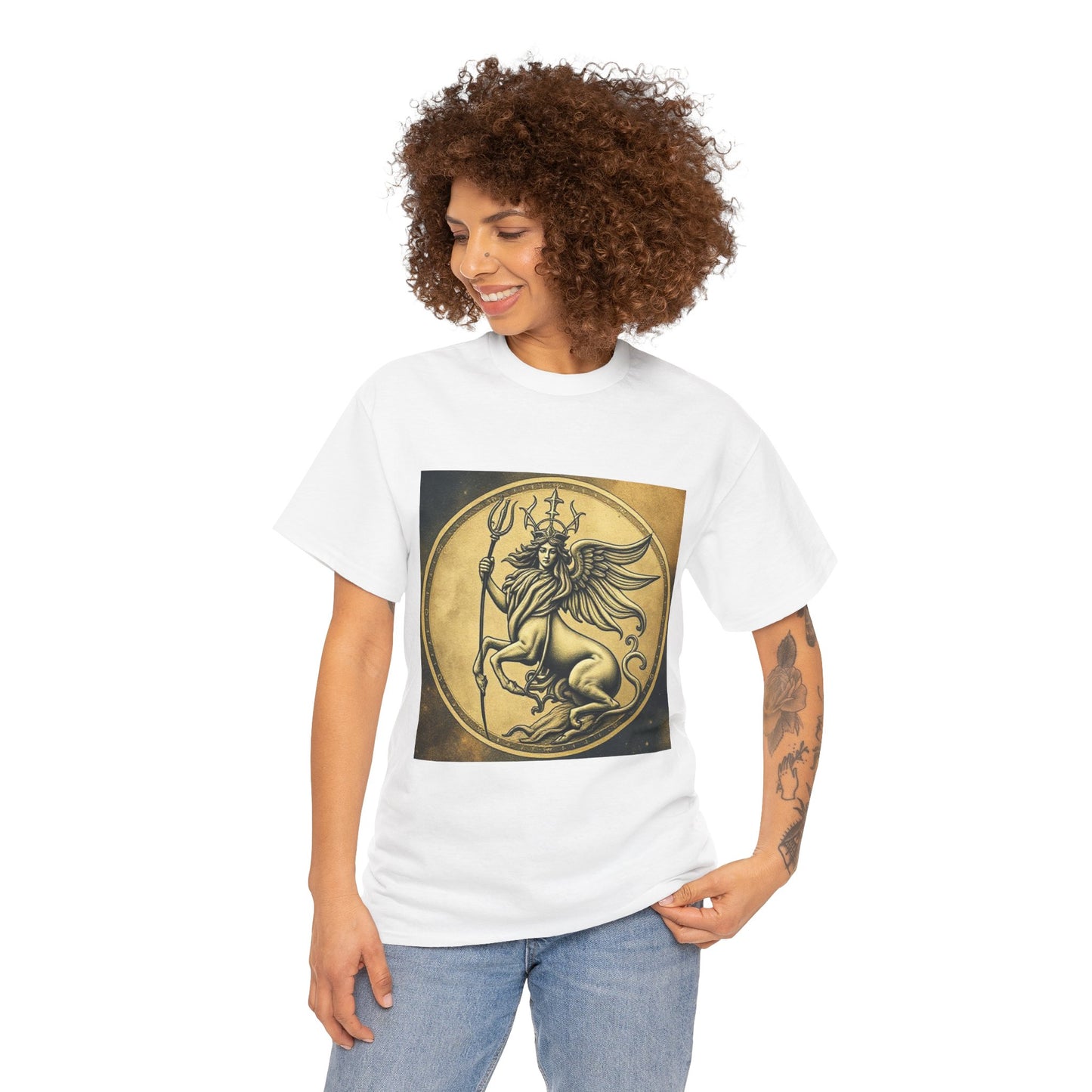 Unisex Heavy Cotton T-Shirt, Angel Animal, Virgo Zodiac Design