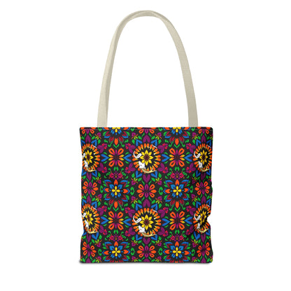 Tote Bag, (AOP), Capricorn, Zodiac v3, Flower Pattern