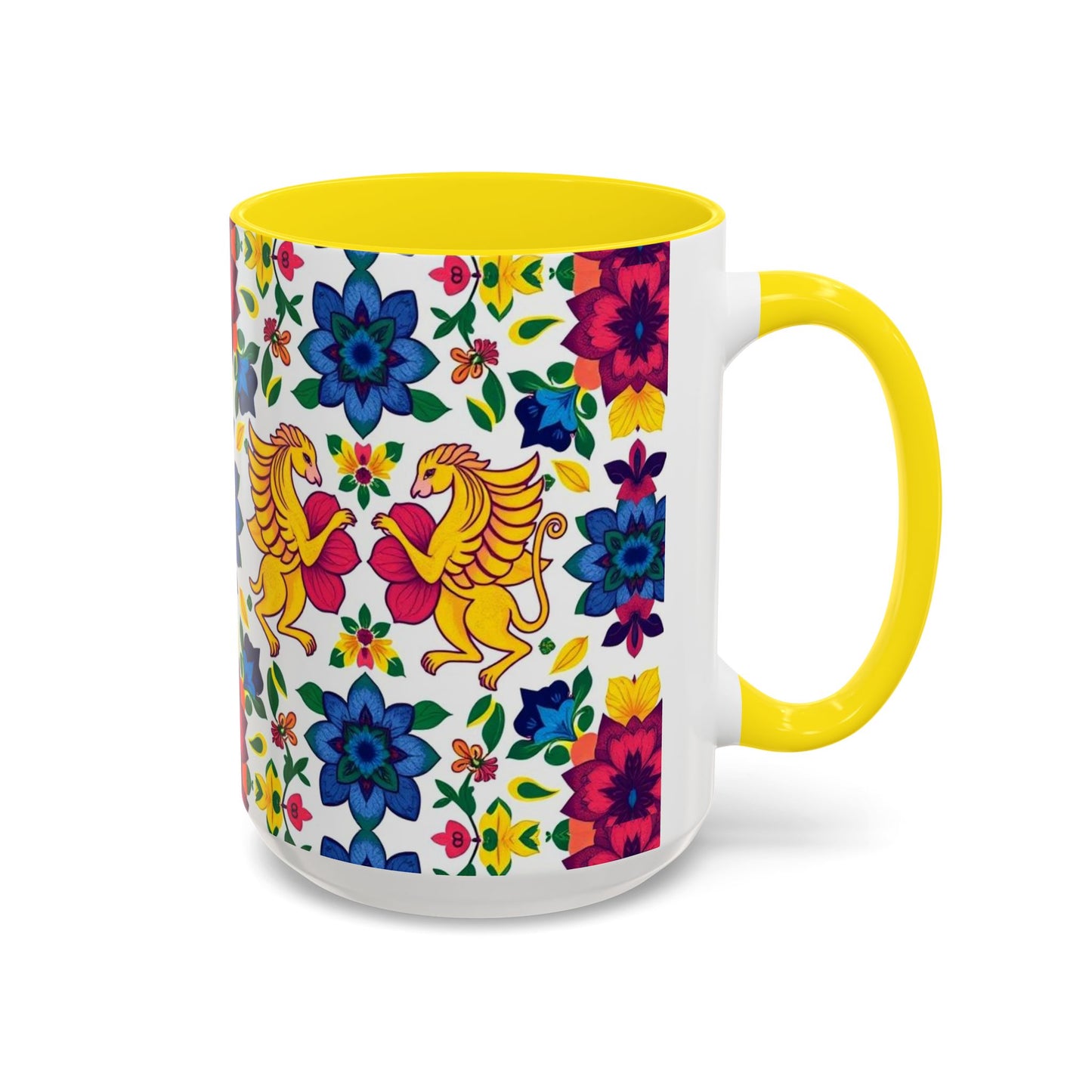 Accent Coffee Mug, Gemini, Zodiac, Flower Pattern, (11, 15oz)