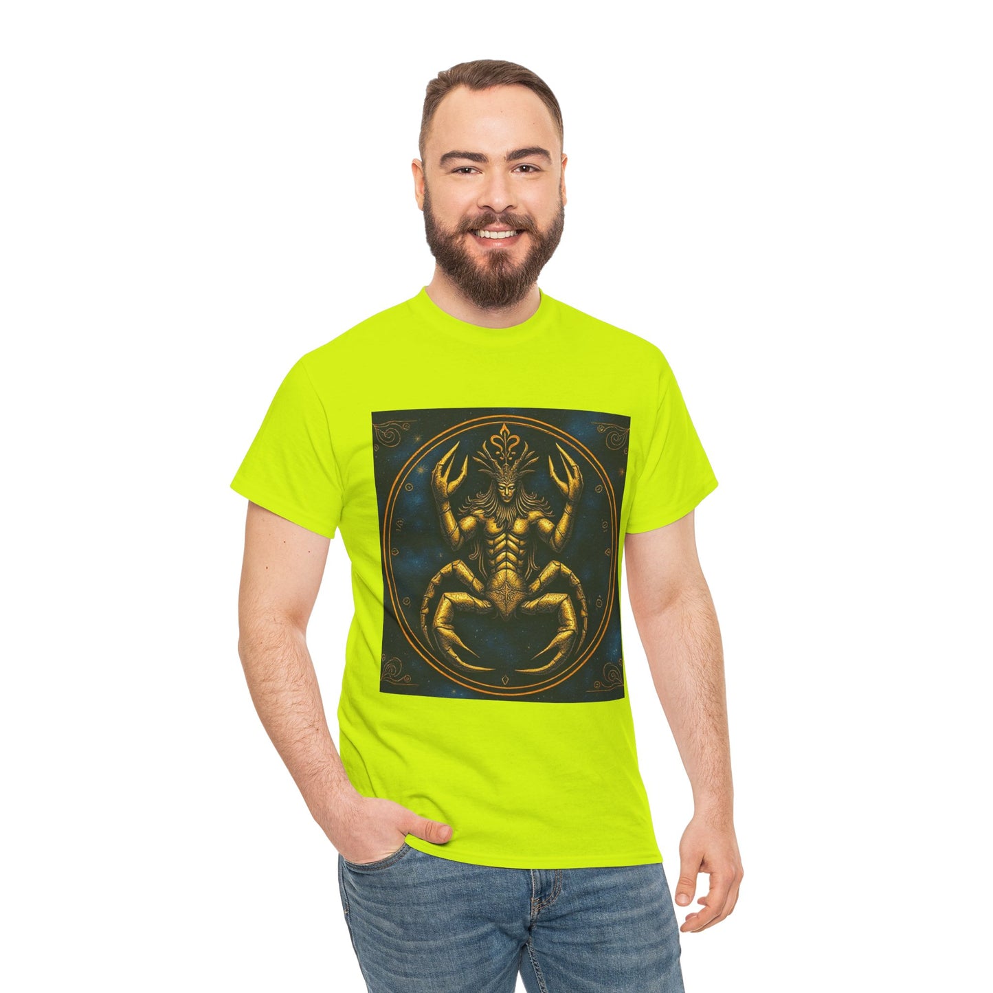 Unisex Heavy Cotton T-Shirt, Scorpion King 1v, Cancer Zodiac Design