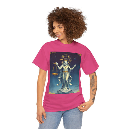 Unisex Heavy Cotton T-Shirt Space v2, Libra God, Zodiac Design