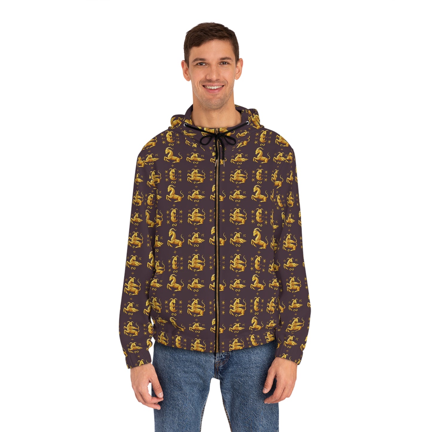 Full-Zip Hoodie (AOP), Capricorn, Zodiac, Pattern