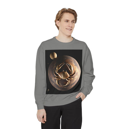 Garment-Dyed Sweatshirt, Unisex, Space Animal Design v1, Cancer