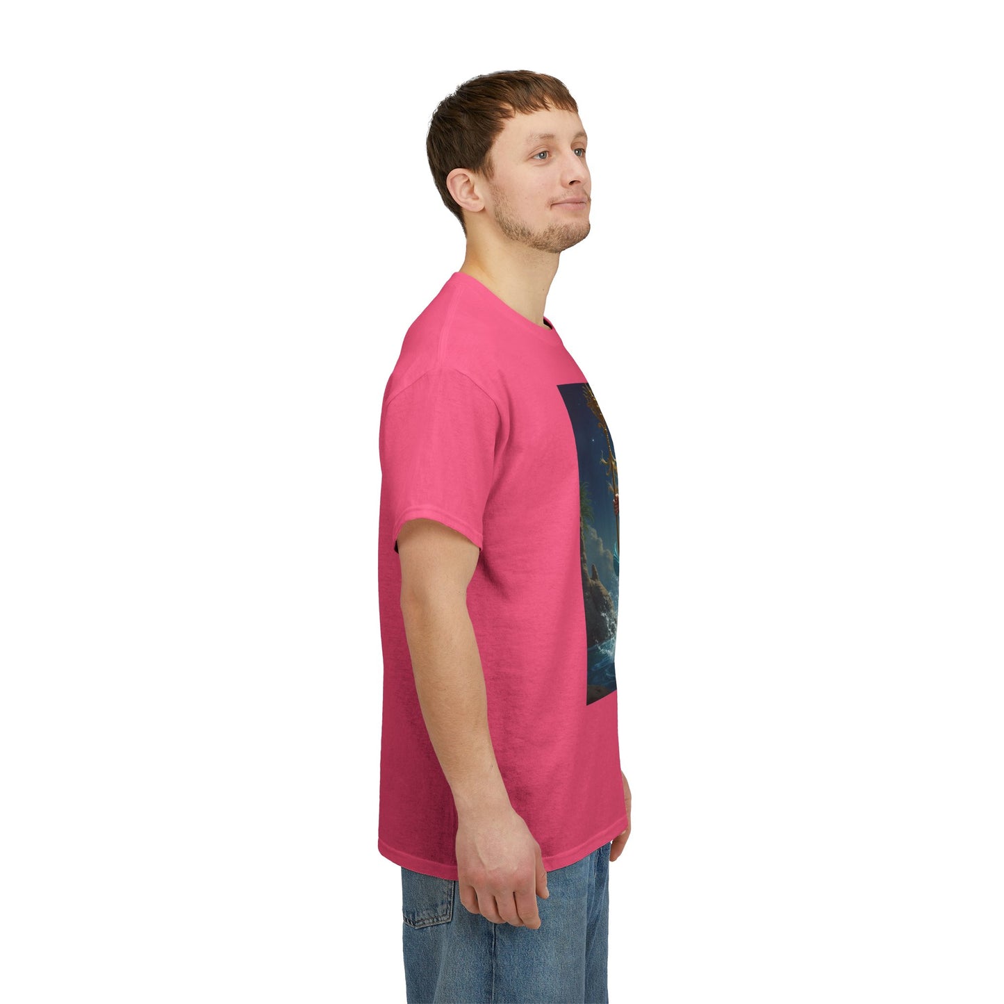 Unisex Heavy Cotton T-Shirt, Aquarius God 4v, Zodiac Design