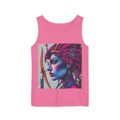 Unisex Garment-Dyed, Tank Top, Sagittarius Design, Pop Art, 100% US cotton