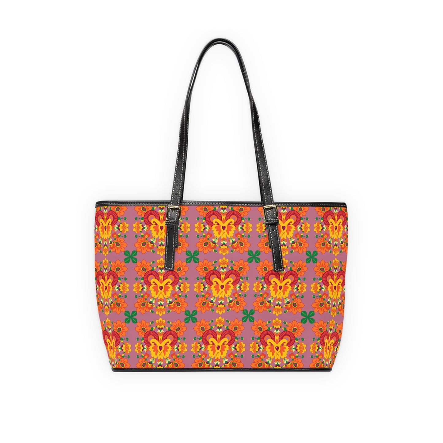 Leather Shoulder Bag, Aries, Zodiac v1, Flower Pattern