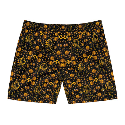 Men's Mid-Length Swim Shorts, (AOP), Leo, Zodiac v2, Bubble Pattern
