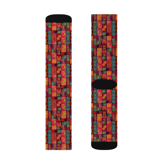 Sublimation Socks, Gemini, Zodiac, Shapes Pattern
