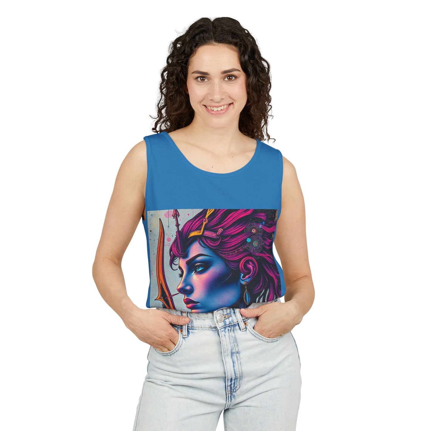 Unisex Garment-Dyed, Tank Top, Sagittarius Design, Pop Art, 100% US cotton