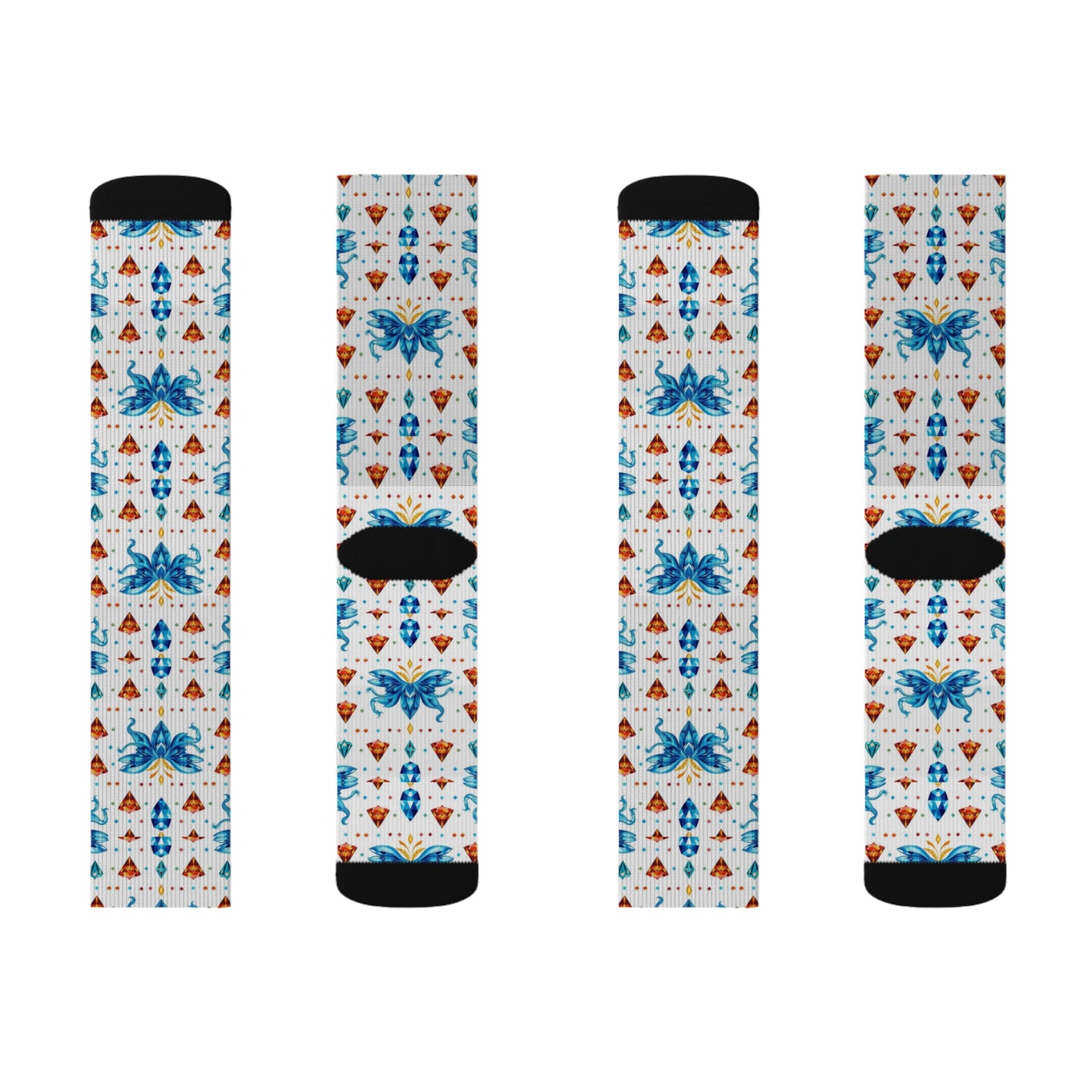 Sublimation Socks, Aquarius, Zodiac v1, Jewel Pattern
