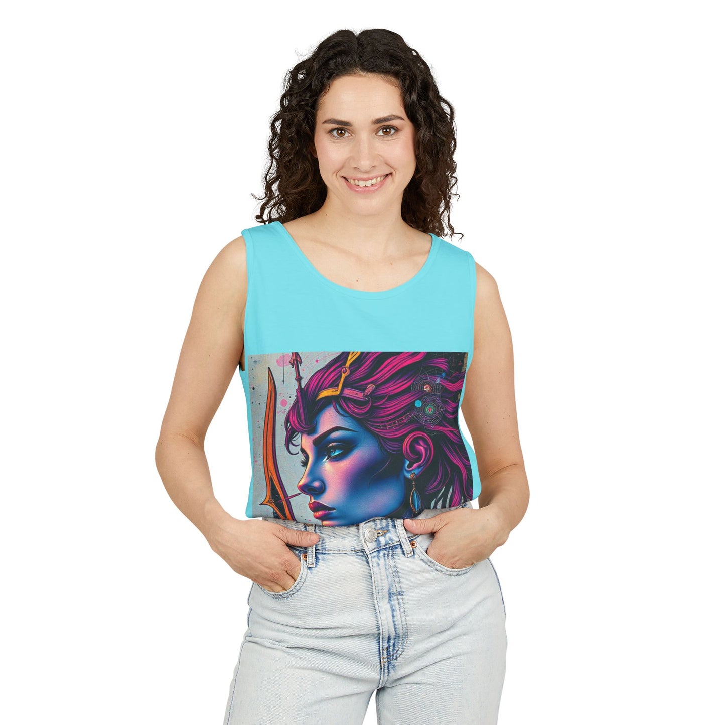 Unisex Garment-Dyed, Tank Top, Sagittarius Design, Pop Art, 100% US cotton