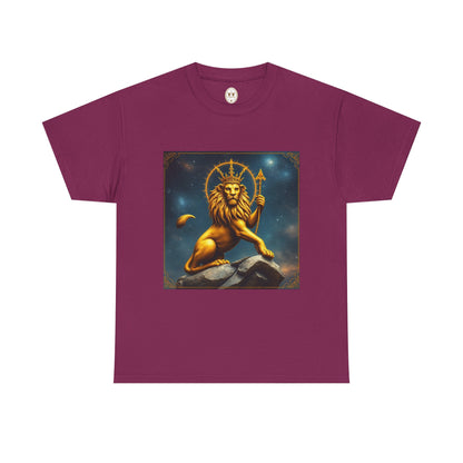 Unisex Heavy Cotton T-Shirt, King of Lions, Leo Zodiac Design