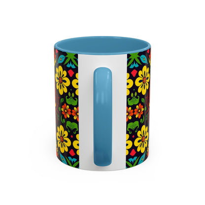 Accent Coffee Mug, Cancer, Zodiac v2, Flower Pattern, (11, 15oz)