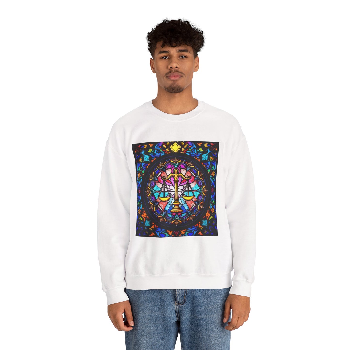 Unisex Heavy Blend™ Crewneck Sweatshirt, Glass 1, Libra Zodiac Design