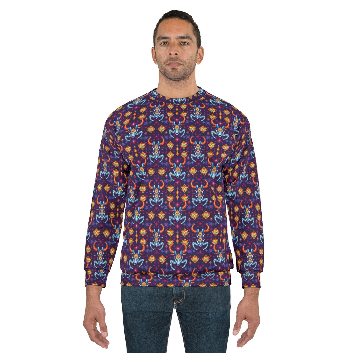 Unisex Sweatshirt (AOP), Taurus, Zodiac, Jewel Pattern