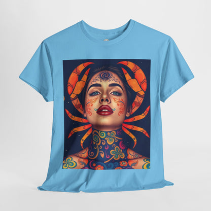 Unisex Heavy Cotton T-Shirt, Cancer, Zodiac v2, Sexy Art
