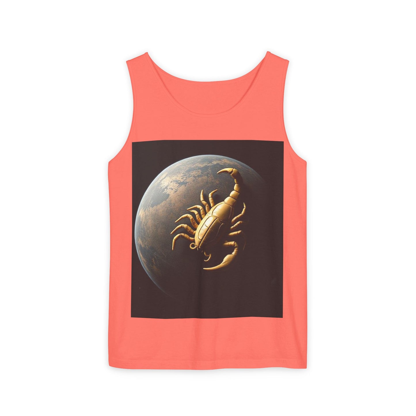 Unisex Garment-Dyed, Tank Top, Scorpio Design, Planet Symbol v1, 100% US cotton