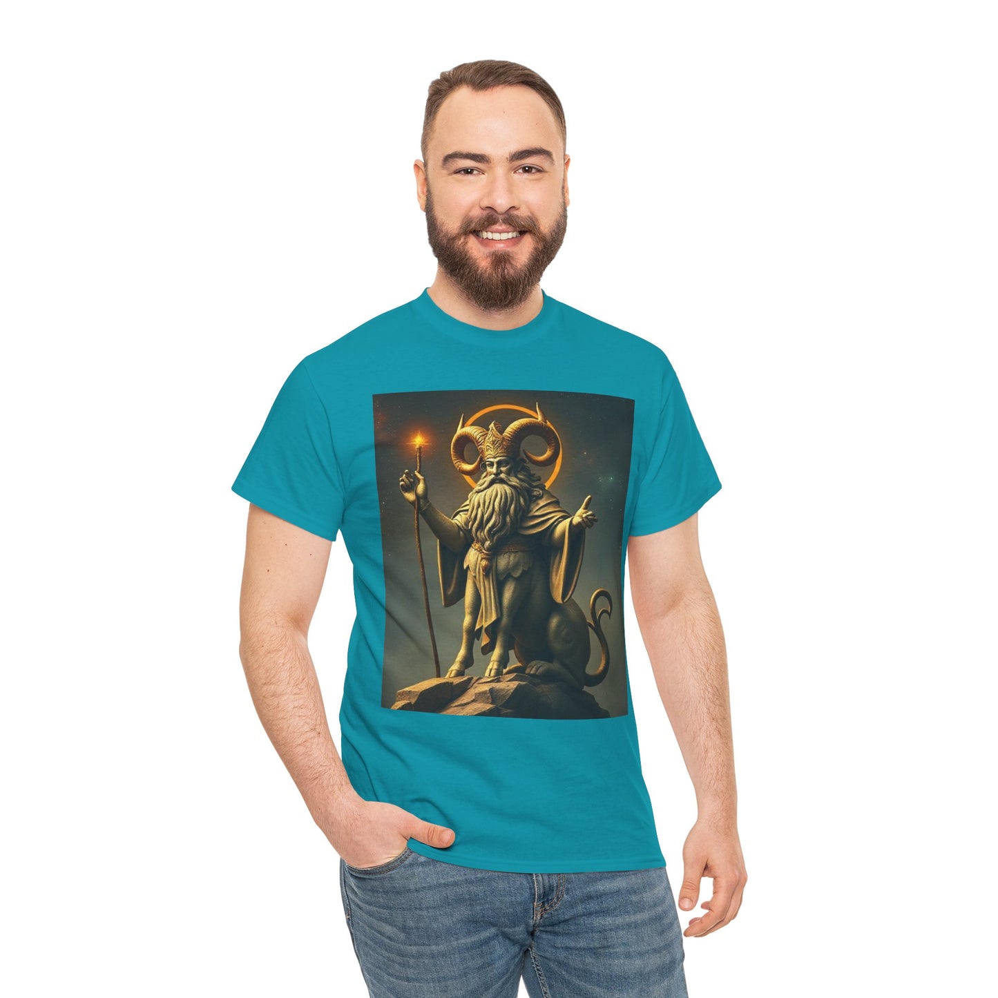 Unisex Heavy Cotton T-Shirt, Taurus God v1, Zodiac Design