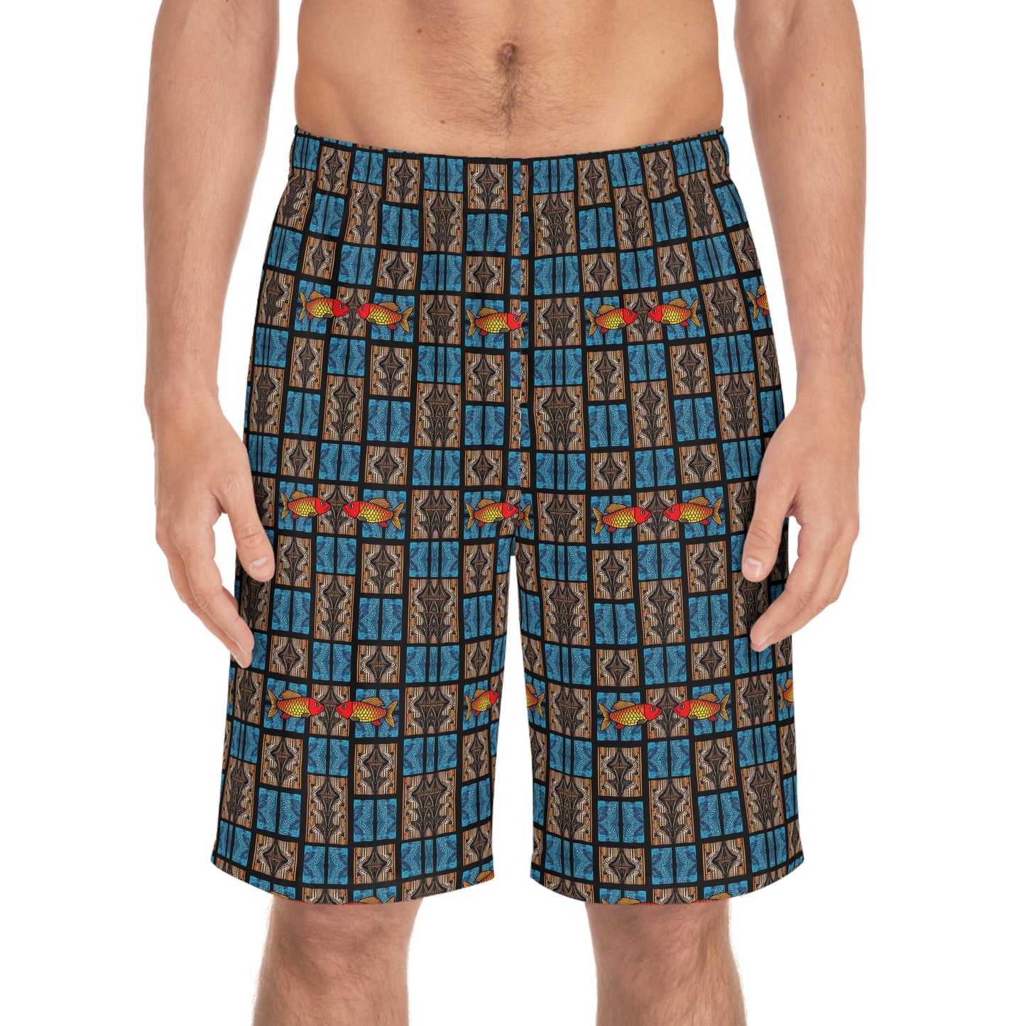 Men's Board Shorts, (AOP), Pisces, Zodiac v2, Shape Pattern