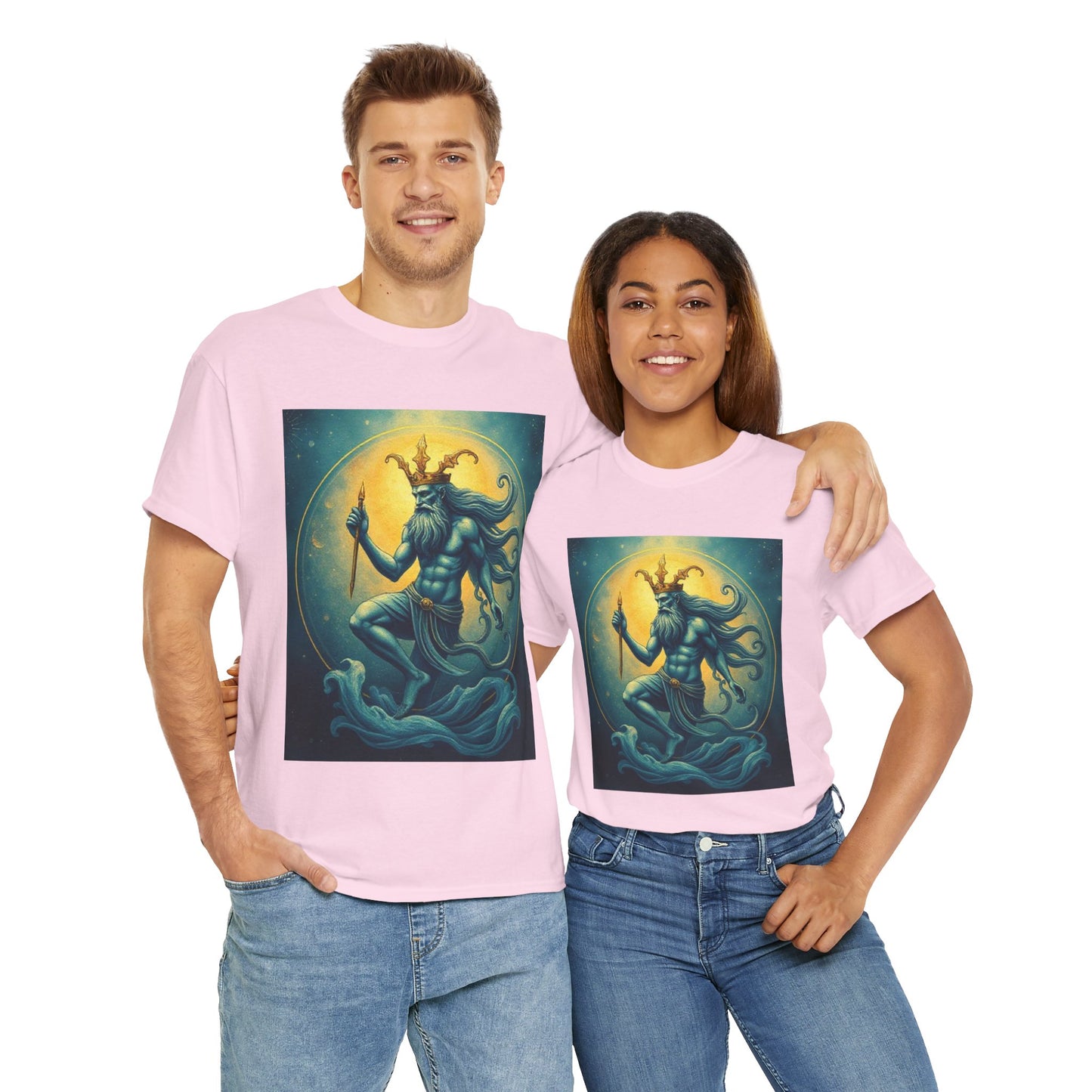 Unisex Heavy Cotton T-Shirt, Aquarius God 1, Zodiac Design