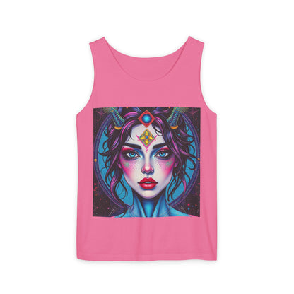 Unisex Garment-Dyed, Tank Top, Aquarius Design, Pop Art, 100% Ringspun US cotton