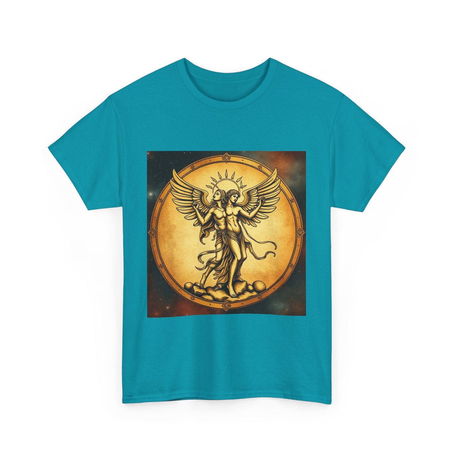 Unisex Heavy Cotton T-Shirt, Twin Angel v1, Gemini Zodiac Design