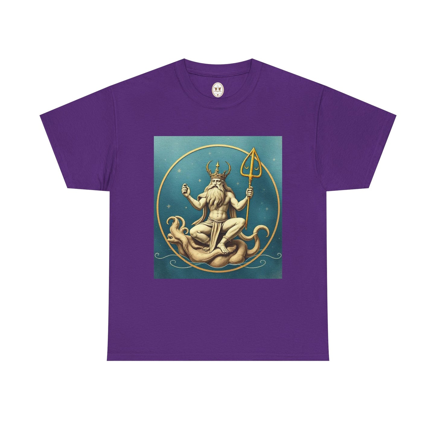 Unisex Heavy Cotton T-Shirt, Aquarius God 3v, Zodiac Design