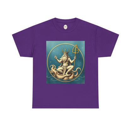 Unisex Heavy Cotton T-Shirt, Aquarius God 3v, Zodiac Design