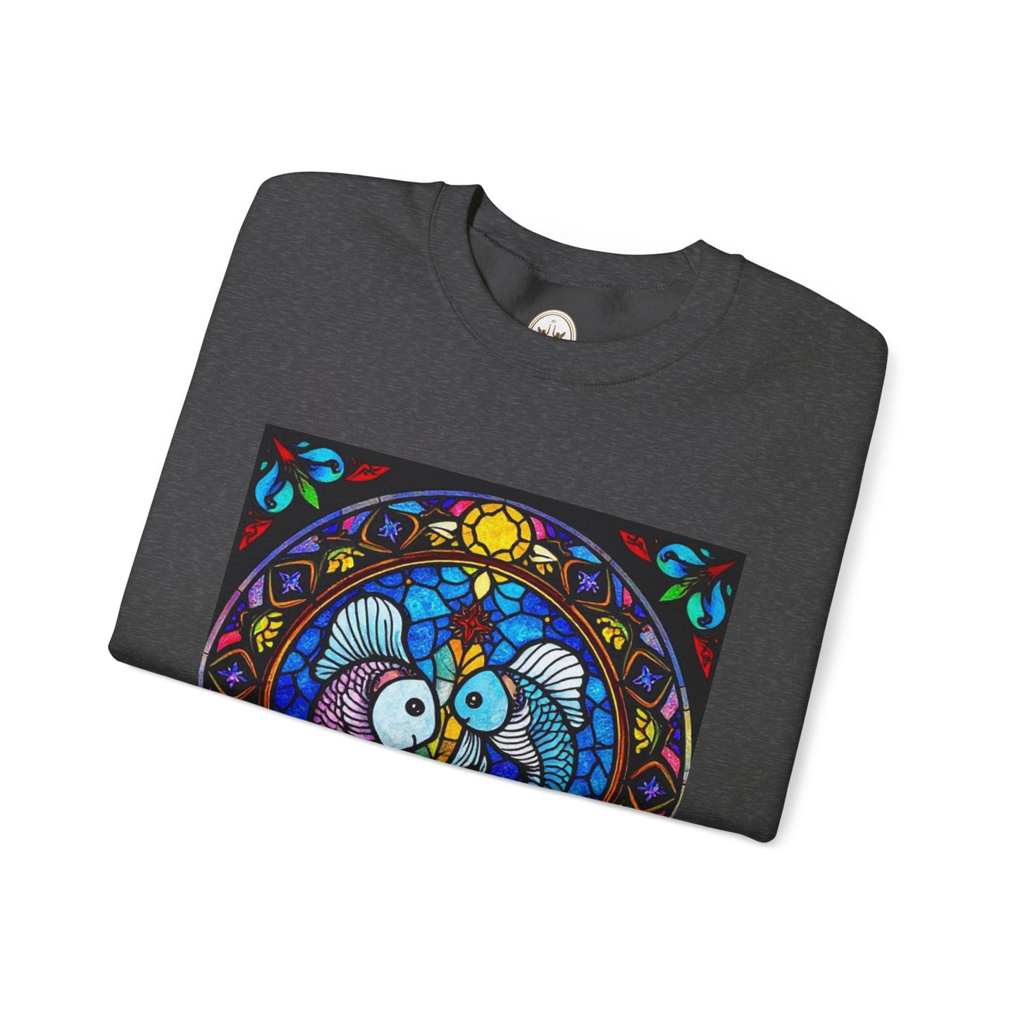 Unisex Heavy Blend™ Crewneck Sweatshirt, Glass, Pisces Zodiac Design