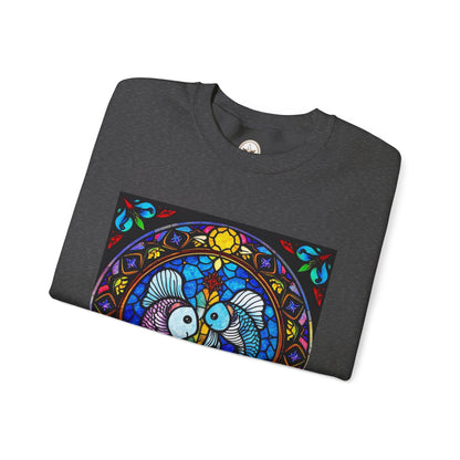 Unisex Heavy Blend™ Crewneck Sweatshirt, Glass, Pisces Zodiac Design