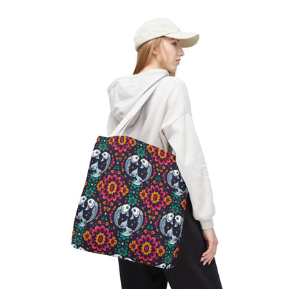 Tote Bag (AOP), Pisces, Zodiac v1, Flower Pattern