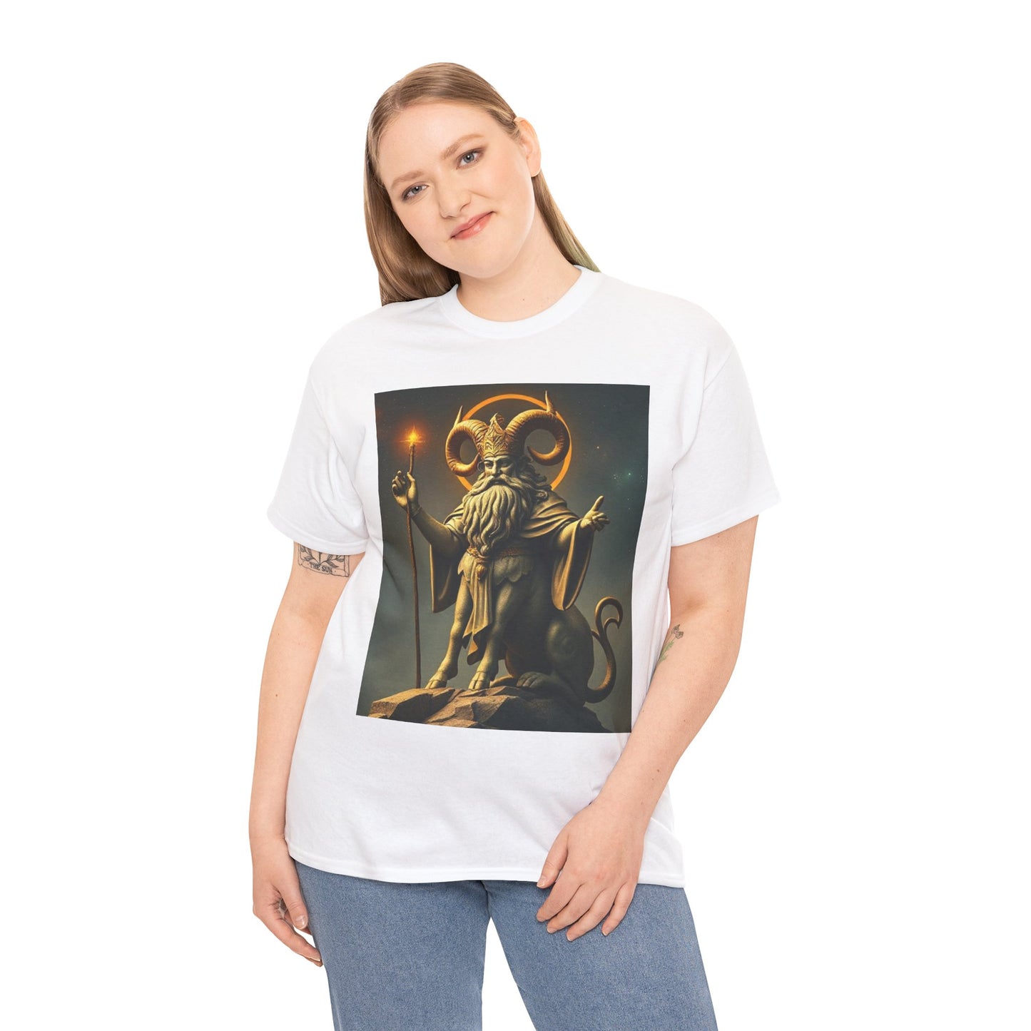 Unisex Heavy Cotton T-Shirt, Taurus God, Zodiac Design