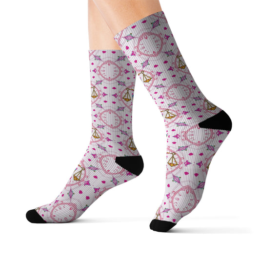 Sublimation Socks, Libra, Zodiac, Jewel Pattern