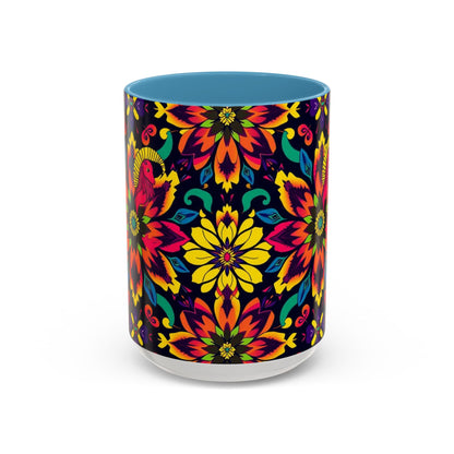 Accent Coffee Mug, Capricorn, Zodiac v4, Flower Pattern, (11, 15oz)