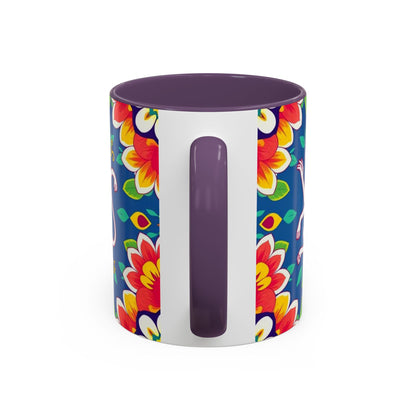 Accent Coffee Mug, Virgo, Zodiac v3. Flower Pattern, (11, 15oz)