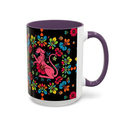 Accent Coffee Mug, Zodiac. Virgo, Flower Pattern, (11, 15oz)