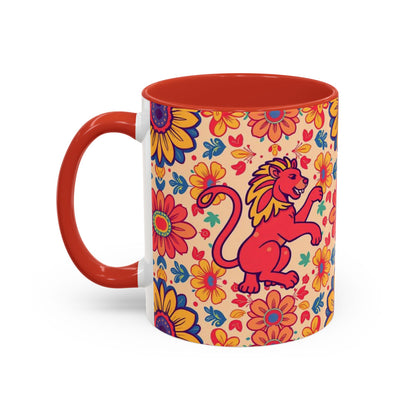 Accent Coffee Mug, Leo, Zodiac, Flower Pattern, (11, 15oz)