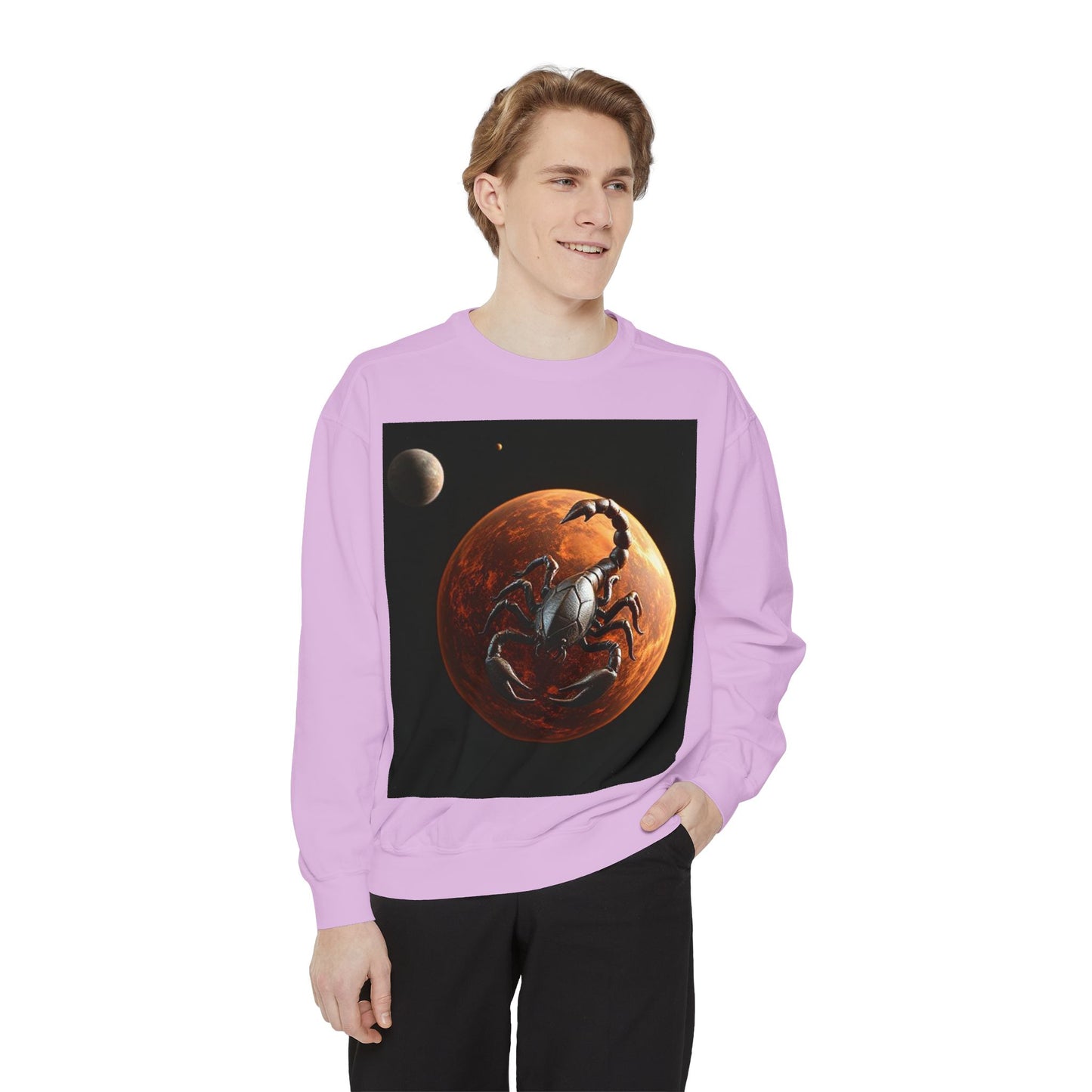 Garment-Dyed Sweatshirt, Unisex, Space Animal Design, Scorpio