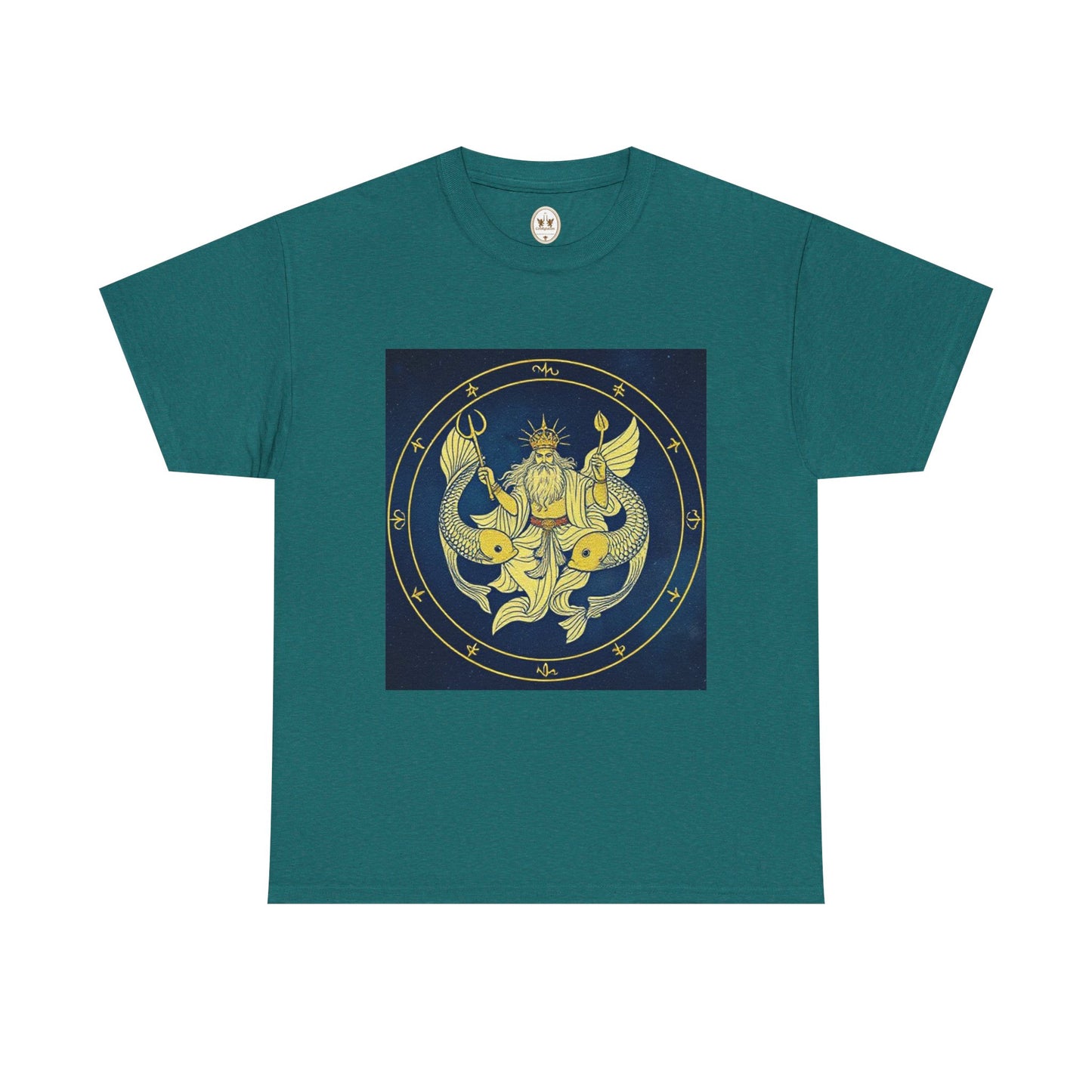 Unisex Heavy Cotton T-Shirt, King of Pisces, Zodiac Design