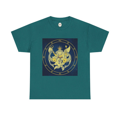 Unisex Heavy Cotton T-Shirt, King of Pisces, Zodiac Design