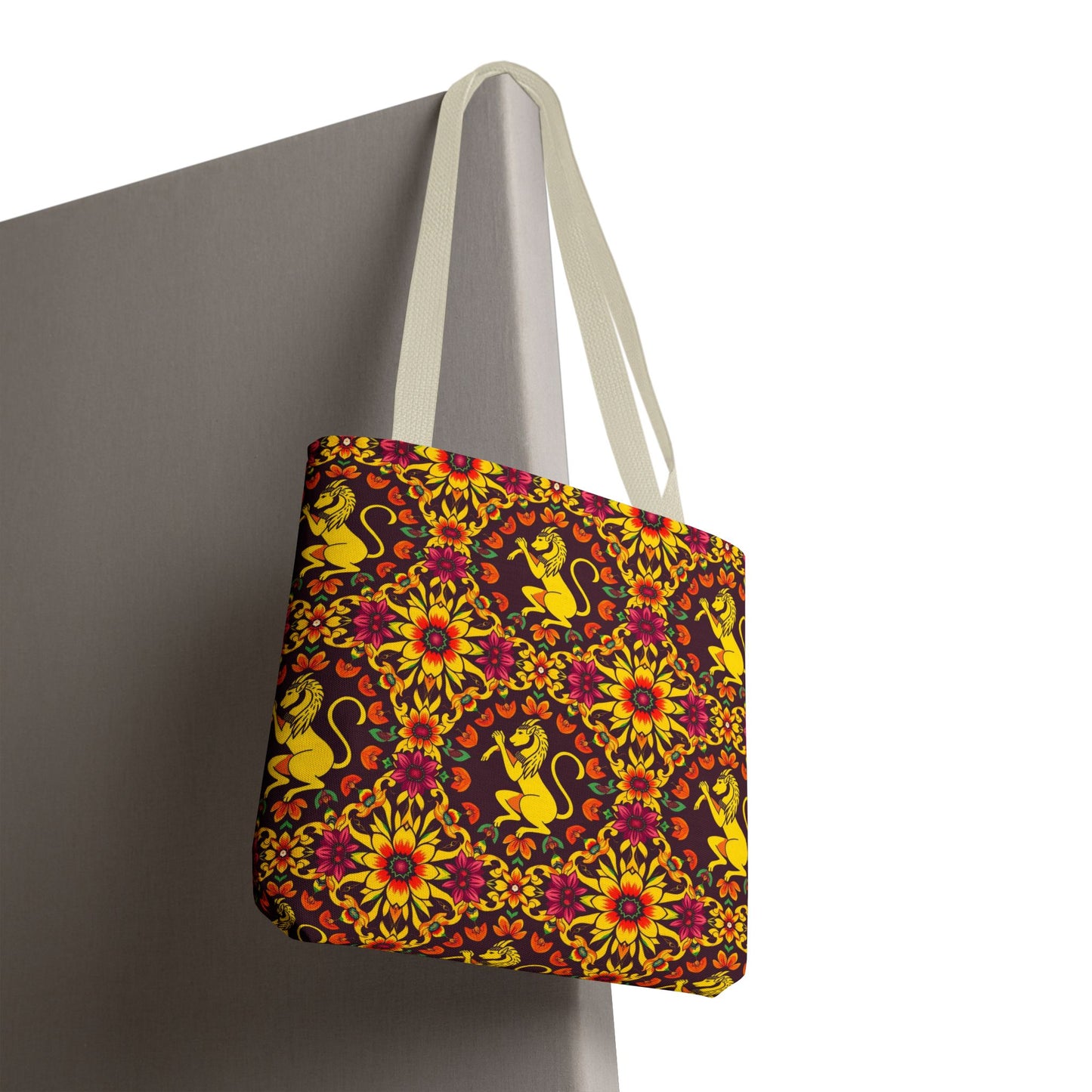Tote Bag, (AOP), Virgo, Zodiac v5, Flower Pattern