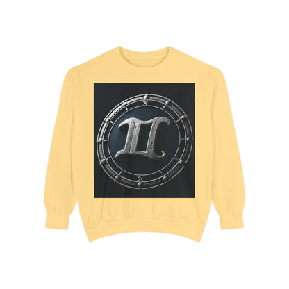 Garment-Dyed Sweatshirt, Unisex, Space Symbol Design v1, Gemini