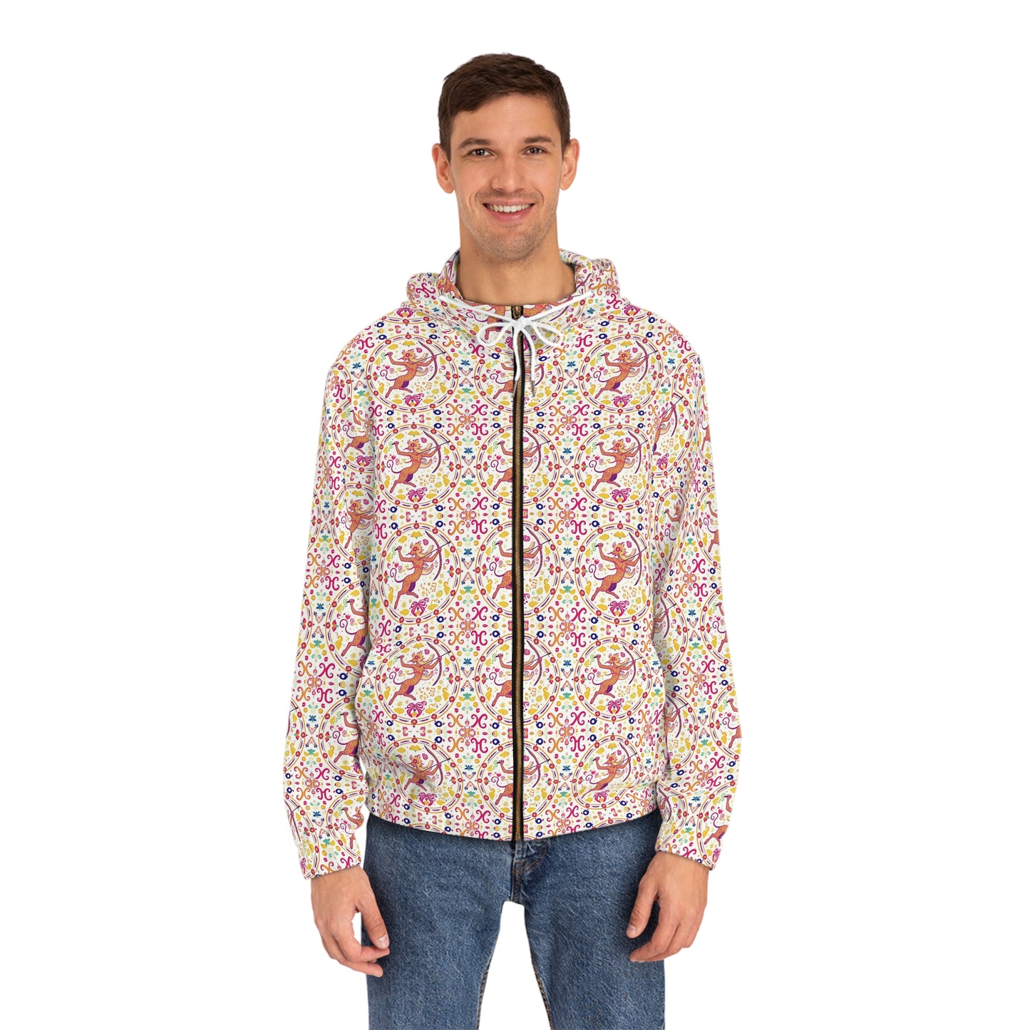 Full-Zip Hoodie (AOP), Sagittarius, Zodiac v4, Pattern