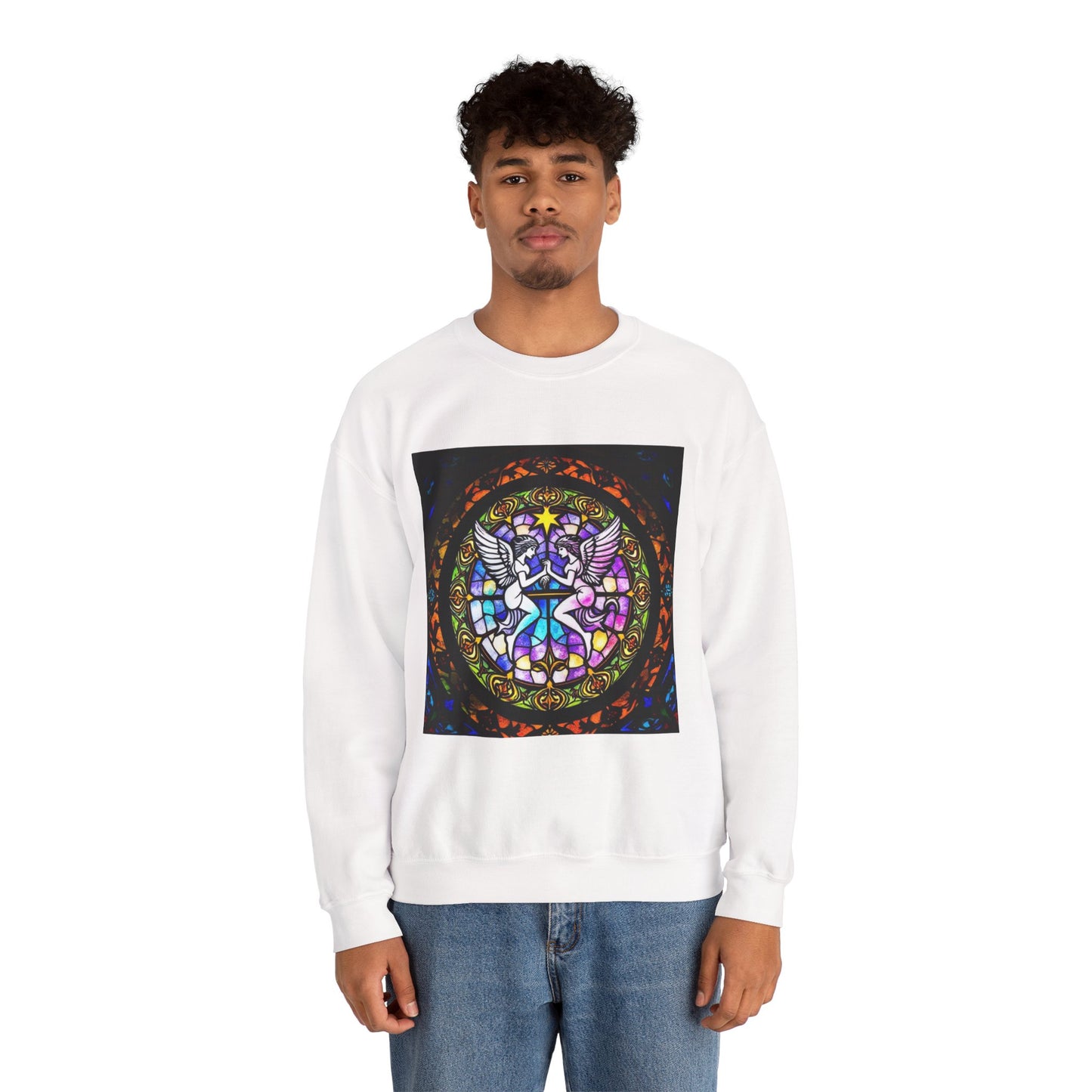 Unisex Heavy Blend™ Crewneck Sweatshirt, Glass 1, Gemini Zodiac Design
