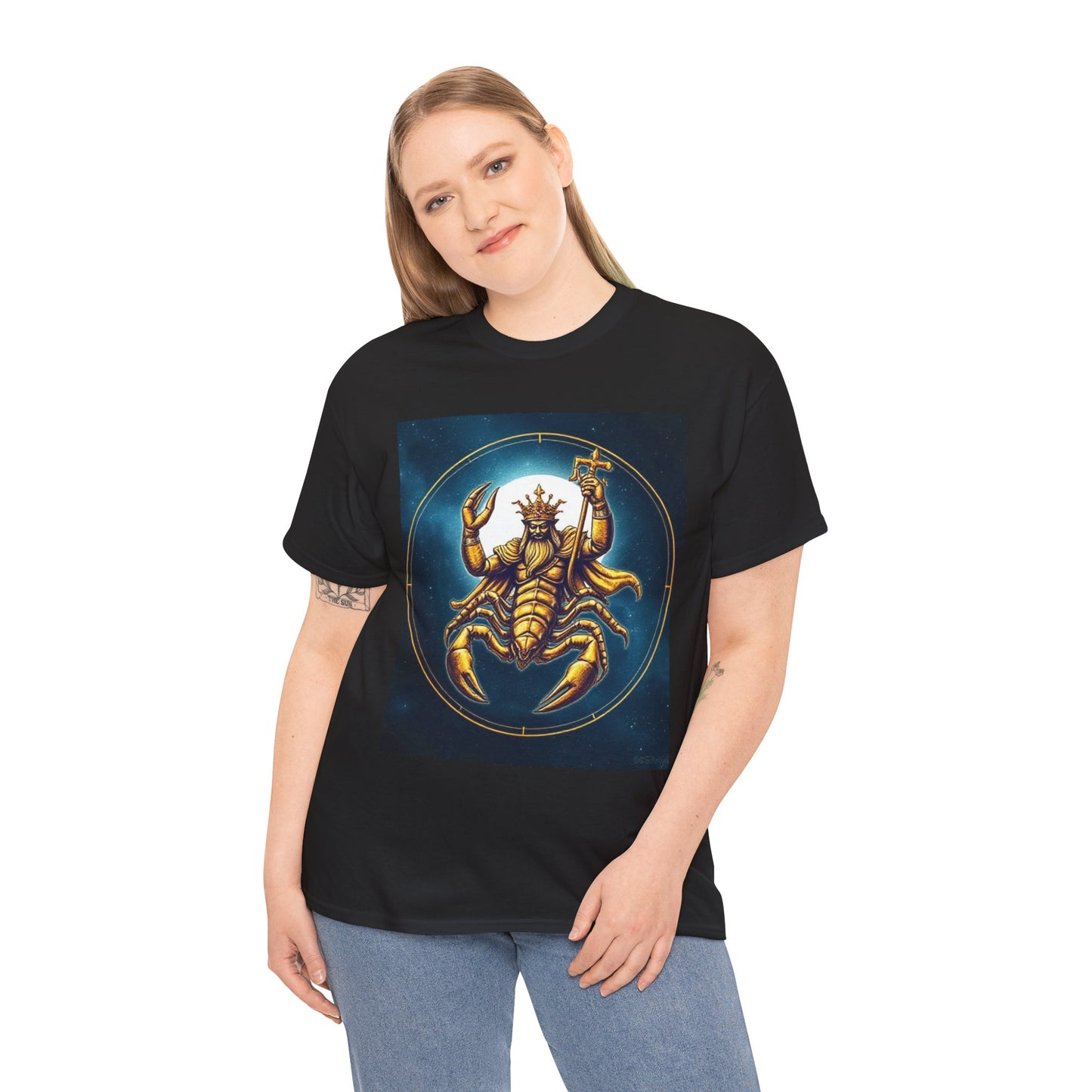 Unisex Heavy Cotton T-Shirt, Moon, Scorpio Zodiac Design
