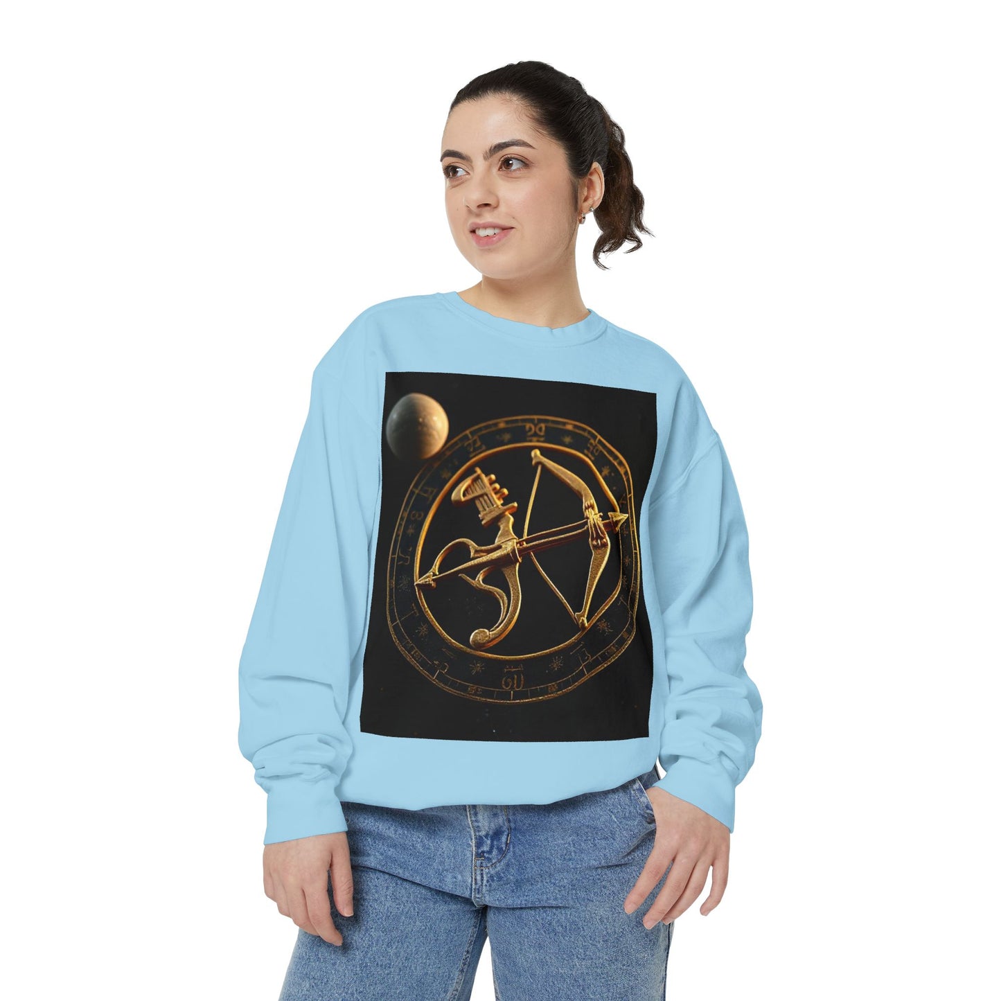 Garment-Dyed Sweatshirt, Unisex, Space Symbol Design, Sagittarius