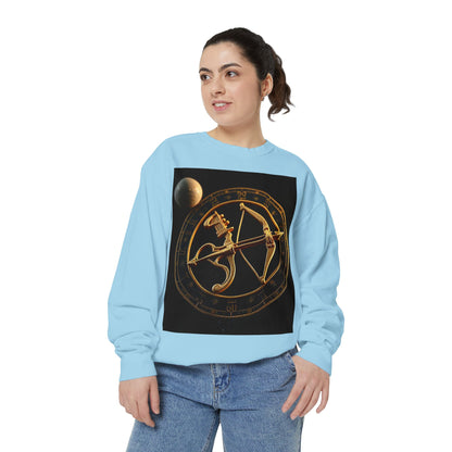 Garment-Dyed Sweatshirt, Unisex, Space Symbol Design, Sagittarius